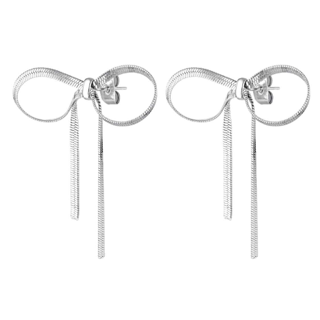 Silver bow earrings