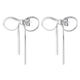 Silver bow earrings