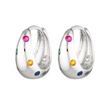 Sterling silver huggies with multicoloured gemstones