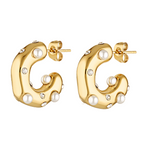 gold filled hoop earring with seed pearls and diamanté