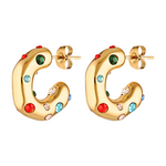 gold filled earrings Carnival  hoops with coloured gemstones