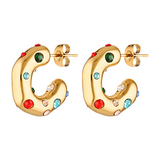 gold filled earrings Carnival  hoops with coloured gemstones