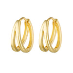 Double hoop huggies in gold for everyday
