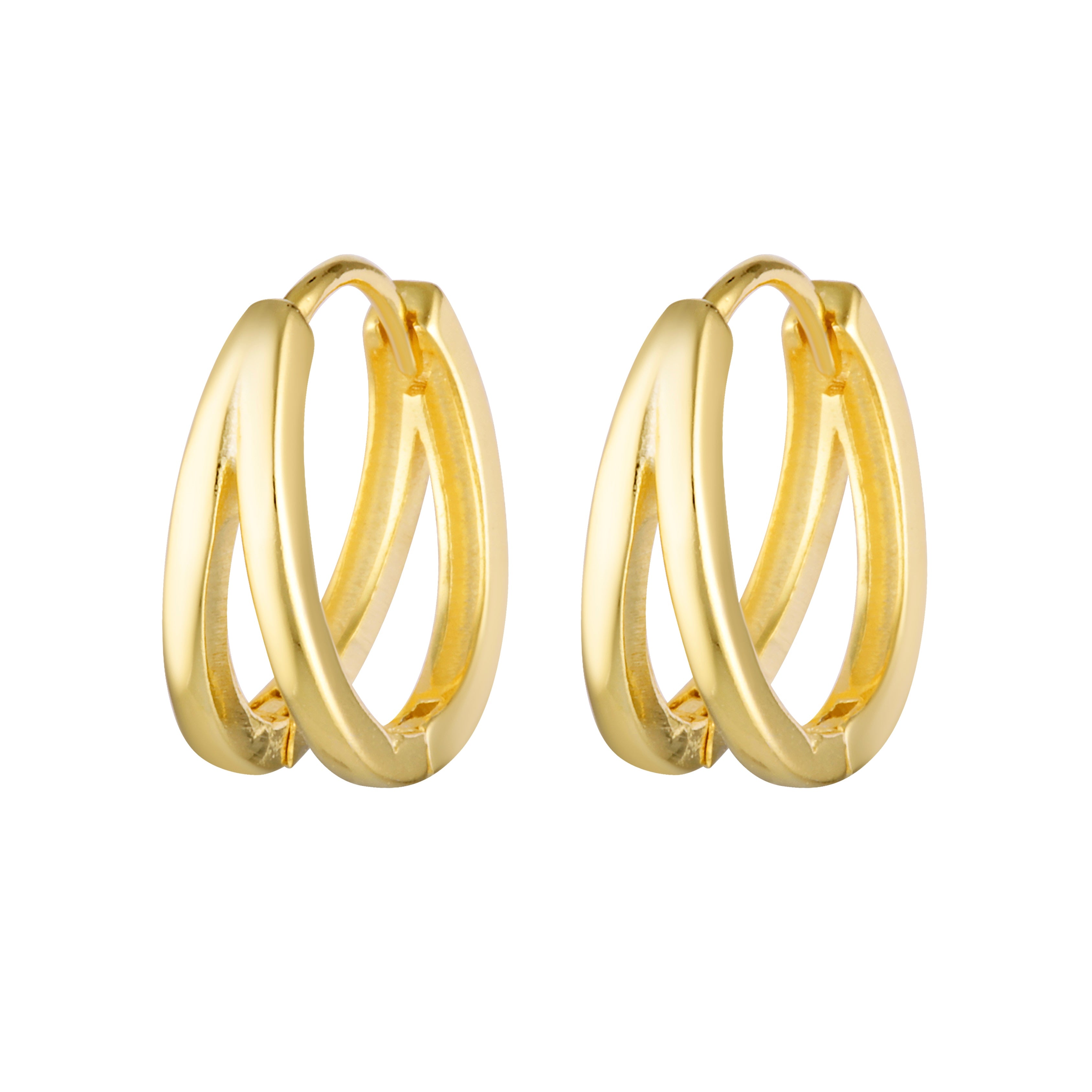 Double hoop huggies in gold for everyday