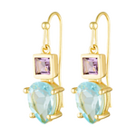Stunning amethyst and aquamarine Bridgerton style earrings