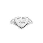 Sterling Silver heart shaped signet ring with Fuck Off engraved on it