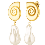 Shell and Pearl drop earrings