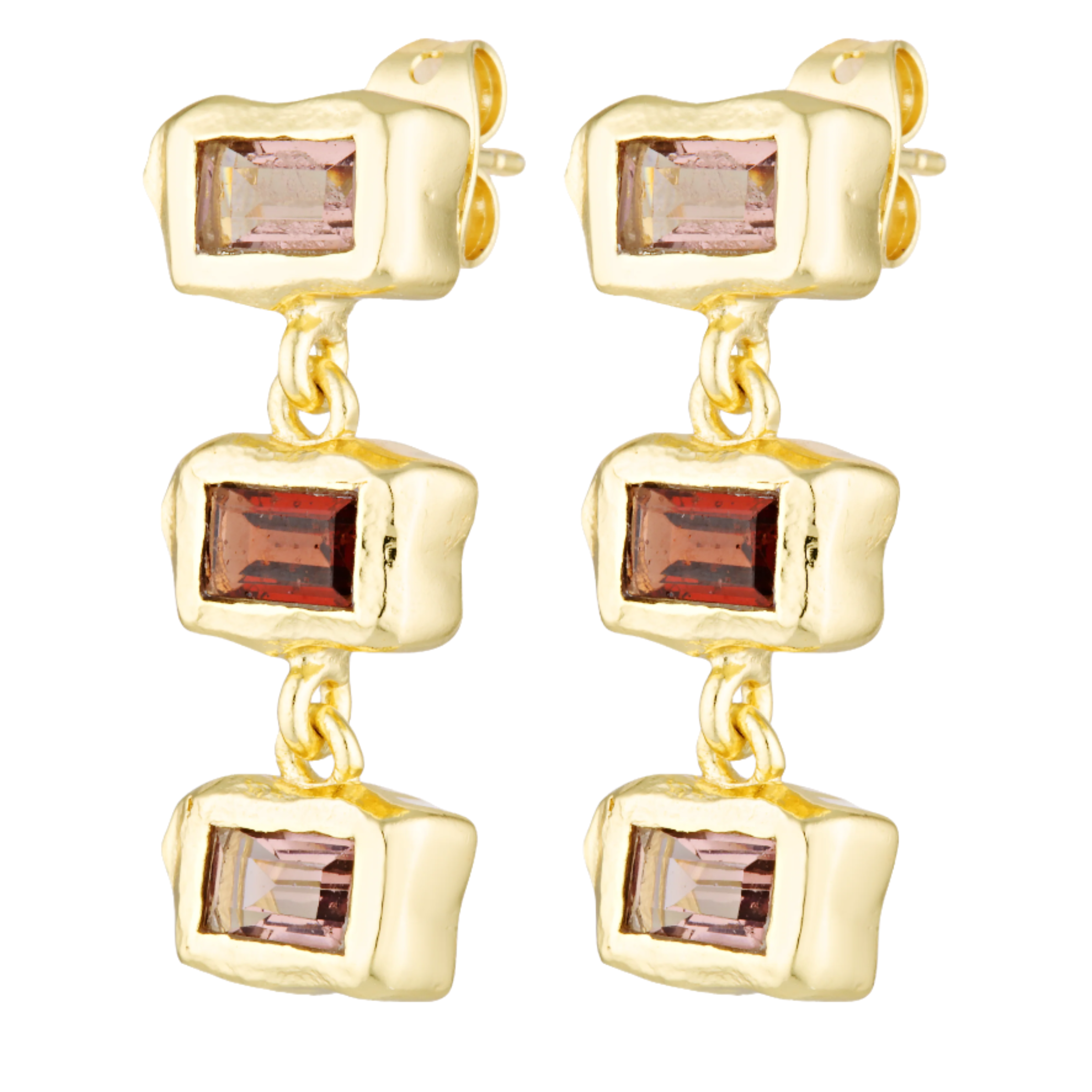 Organic and Elizabethan inspired stud drop earrings