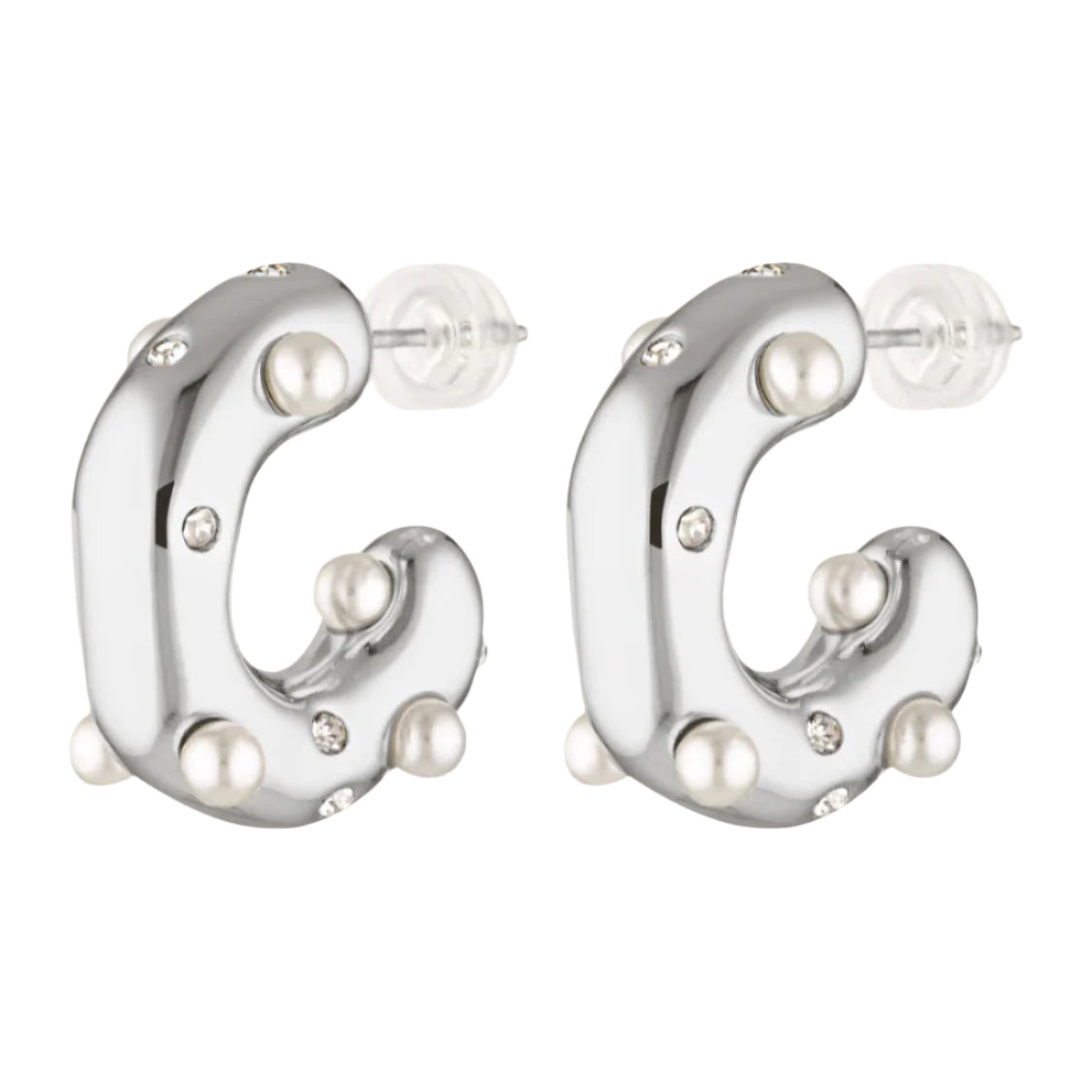 Akoya Hoops in silver and pearl