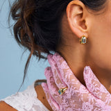 Elegant 18k gold hoops with Aquamarine stone