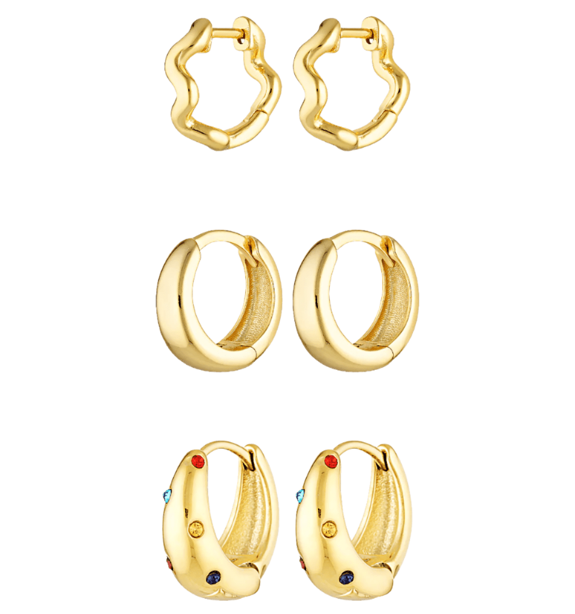 Perfect mini stack of 18k gold fill earrings