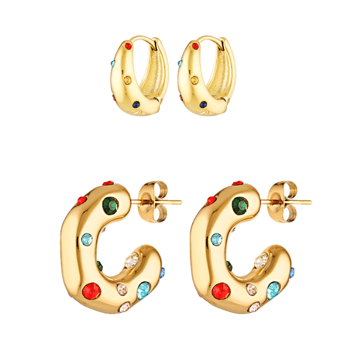 Multicolour Huggies and hoop gift set