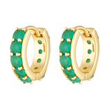 Green Onyx gemstone hoops in 18k gold