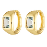 Aquamarine gemstone gold hoops
