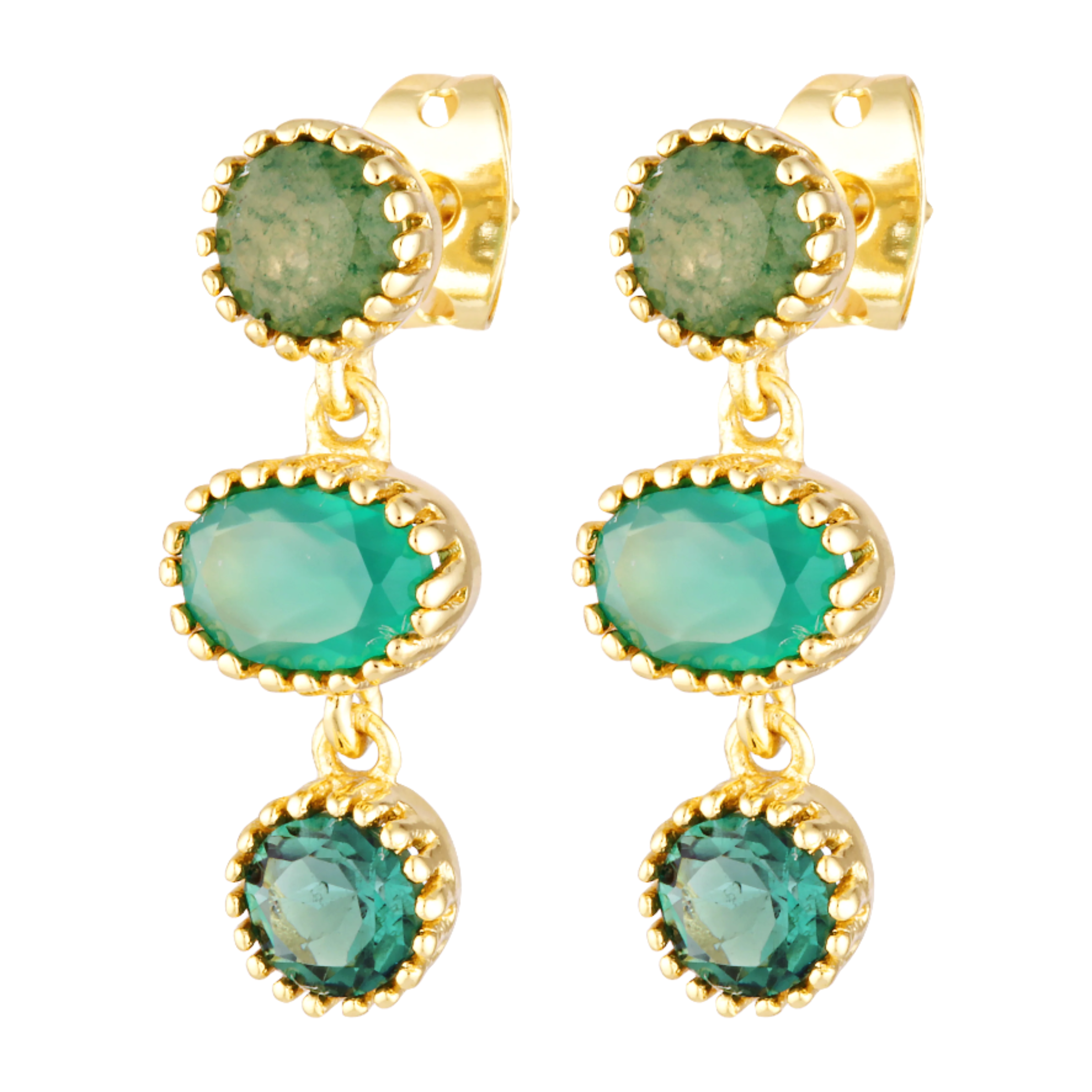 Green semi precious gemstone drop earrings