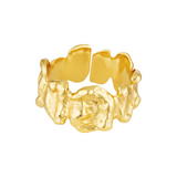 Textured organic gold adjustable ring