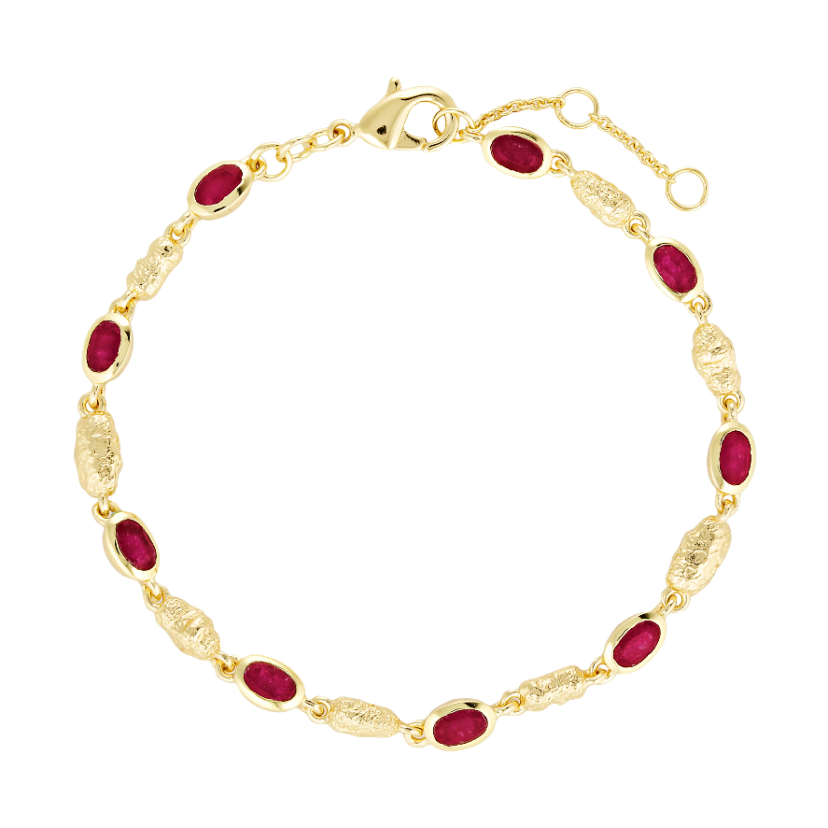 Antique textured gold vermeil and garnet bracelet