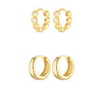 Small gold hoop and huggie stack in 18k gold fill