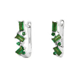 Sterling silver Huggies with green gemstones
