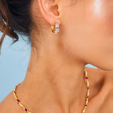 Cute pale shade gemstone 18k gold vermeil hoops