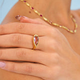 Beautiful pink natural gemstone gold ring