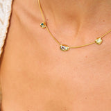 Green and blue Aquamarine, Topaz necklace