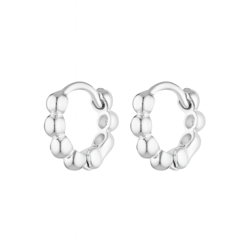 Silver Mochi huggies. Small ball huggies