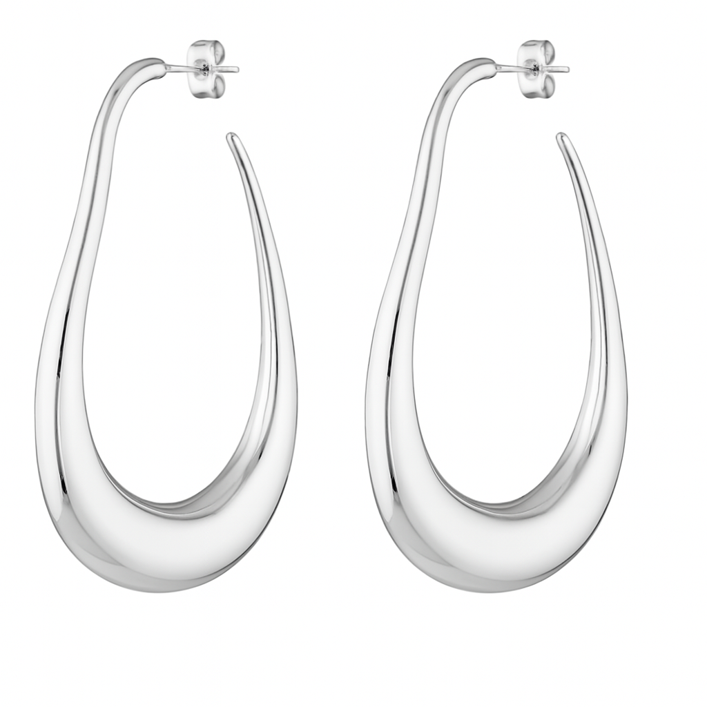 Silver long drop earrings