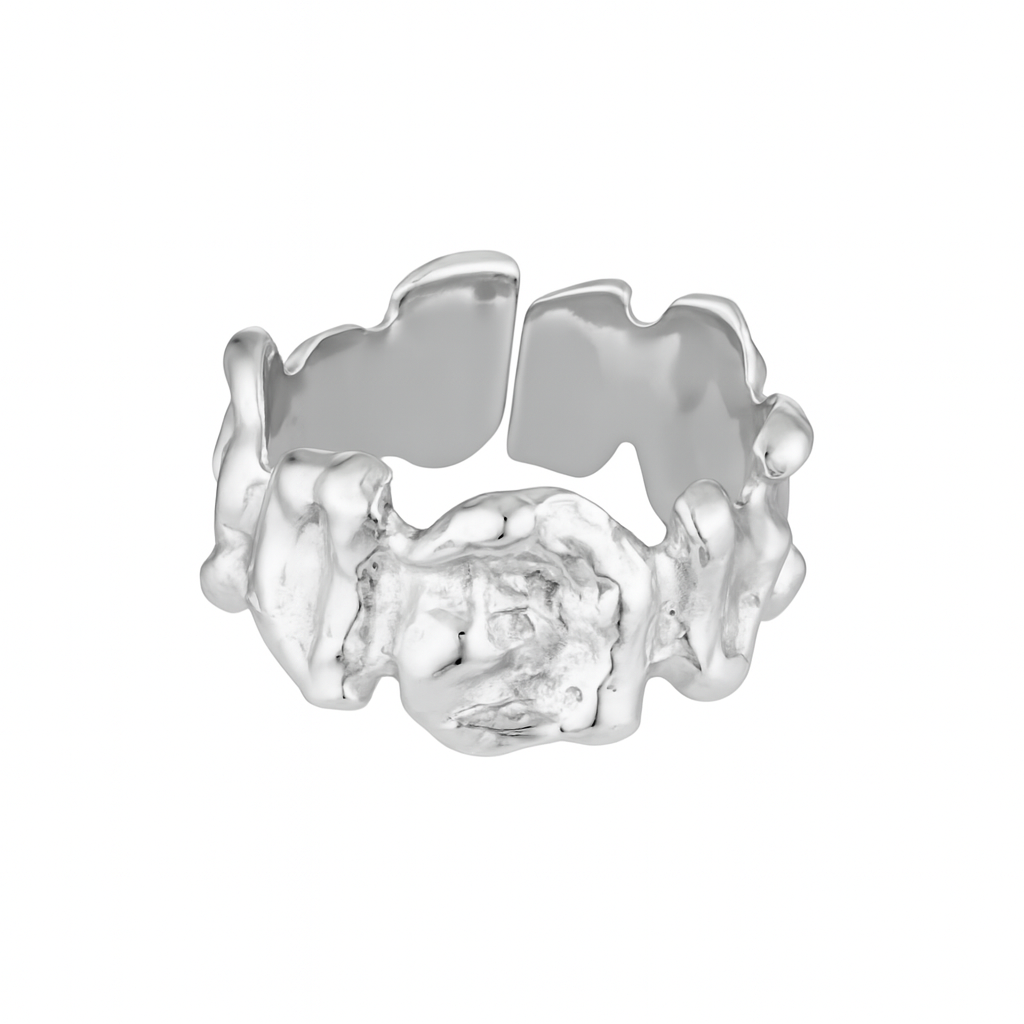 Sterling silver textured Luna Ring