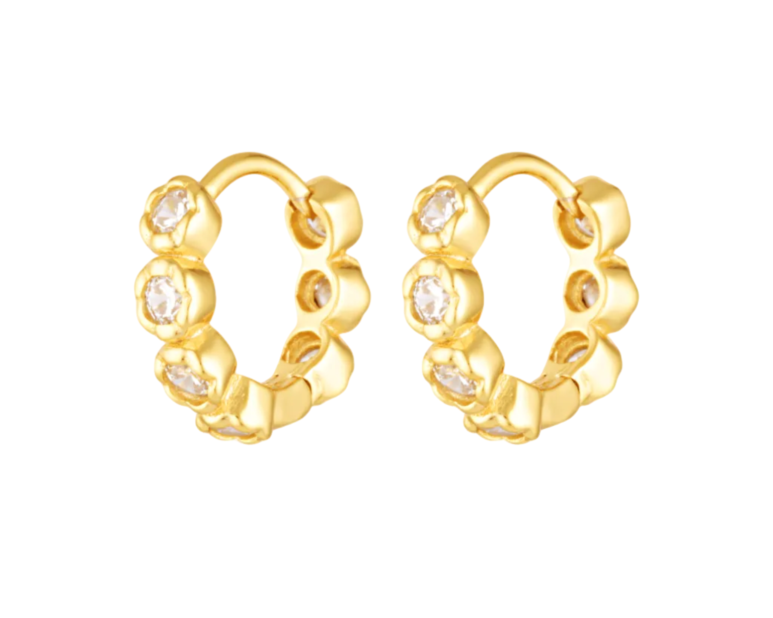Gold Fredericia Huggies with sparkly zirconia stones