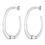 Silver hoop earrings on a white background