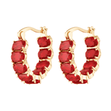 Isolde Hoops red crystal gemstone earrings