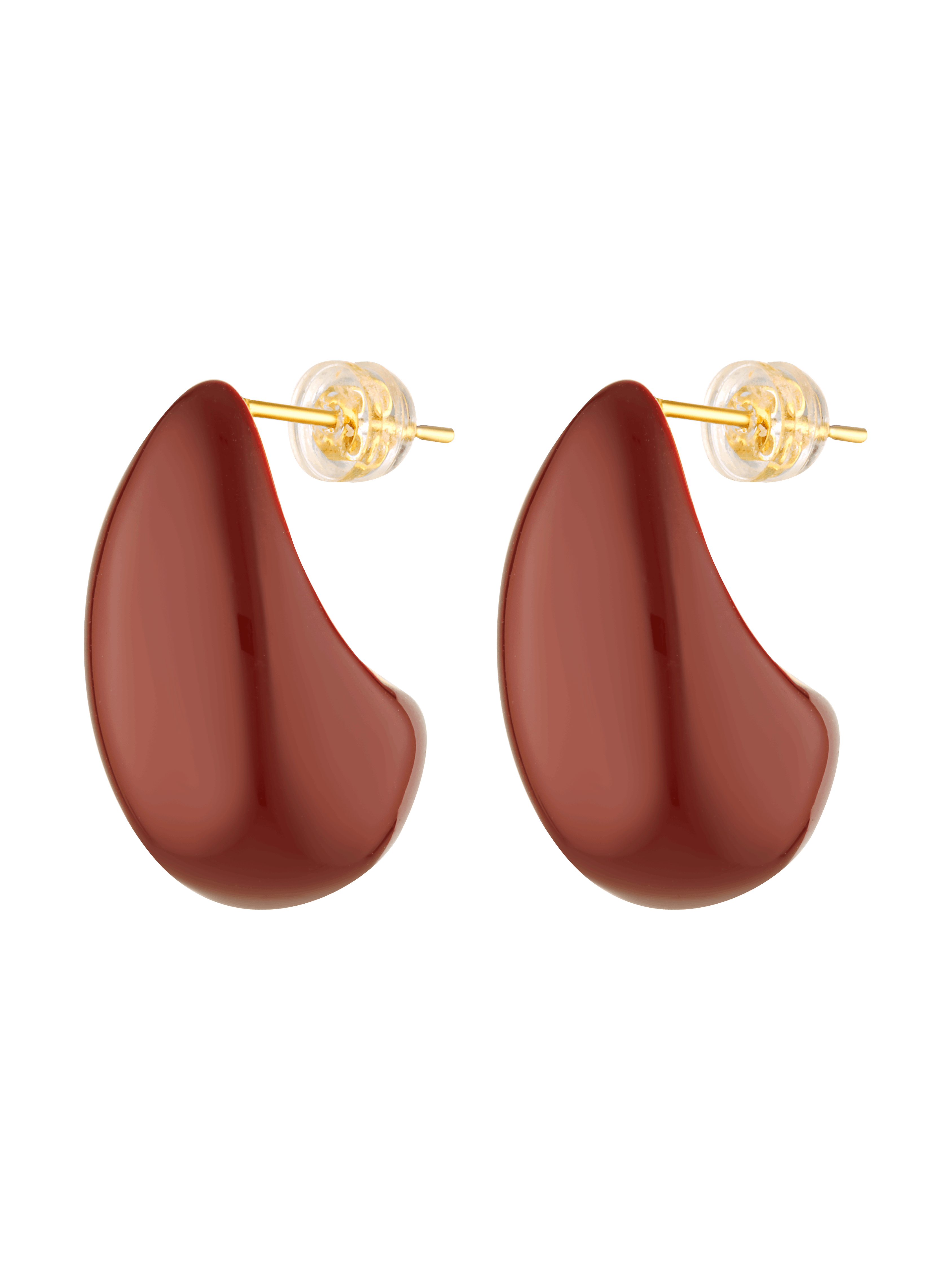 Chocolate brown Bottega style enamel earrings 