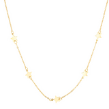 Gold necklace with star pendants on a white background