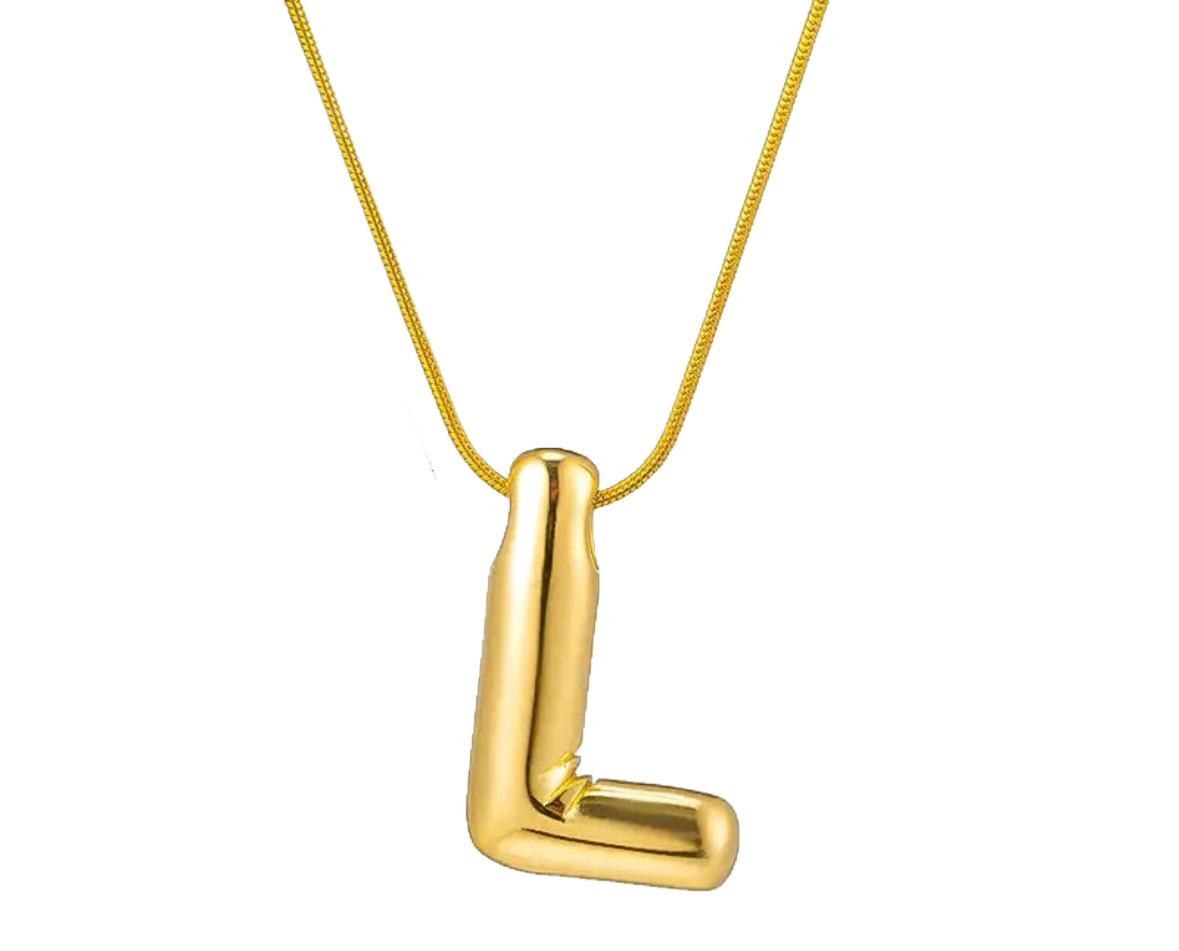 K letter in gold on a gold fill chain 
