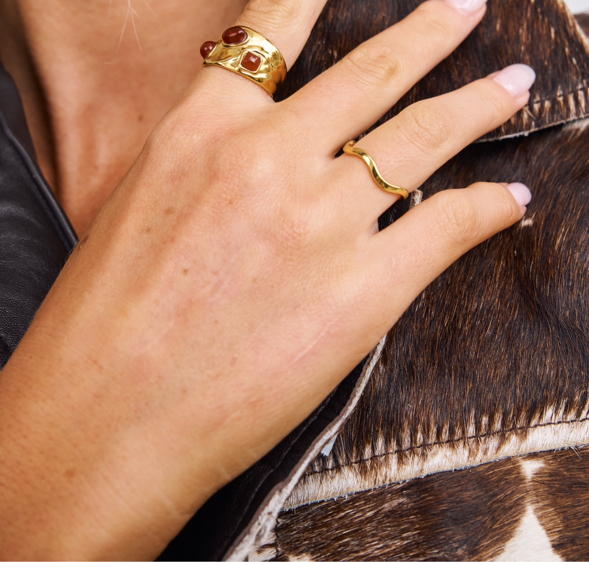 Rialto Ring in wavy gold stack