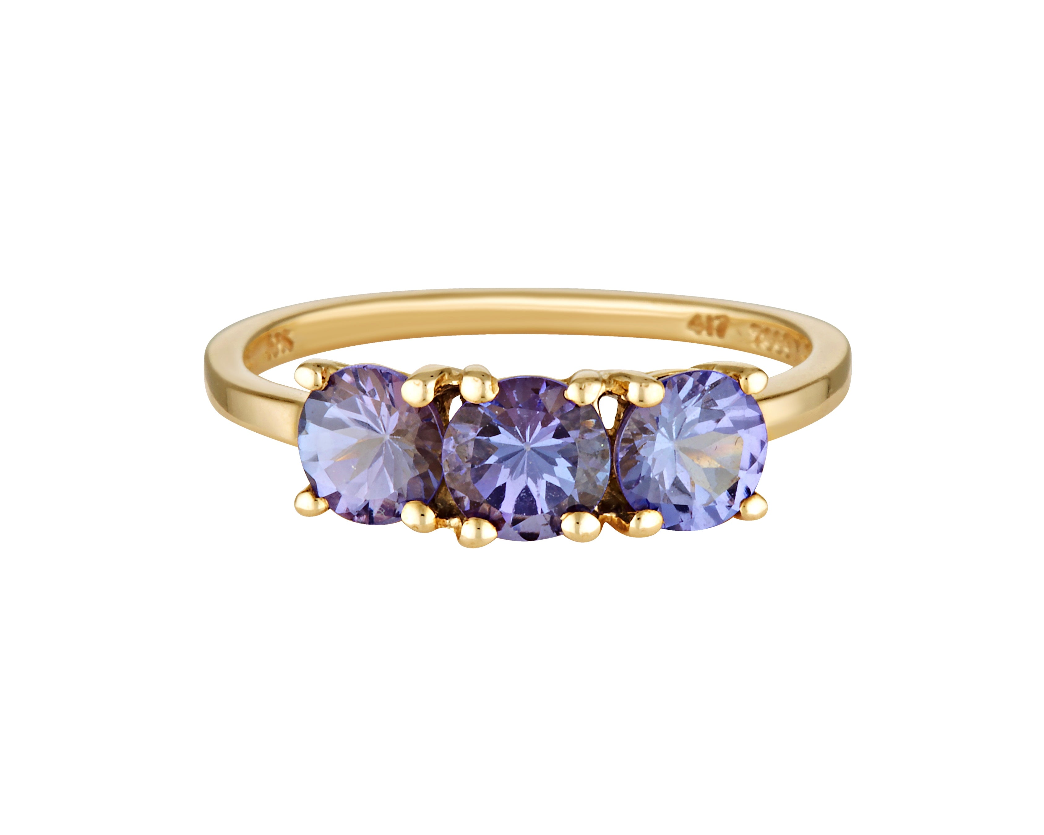Three blue topaz on solid 9k gold - solid gold rings from Bixby and Co