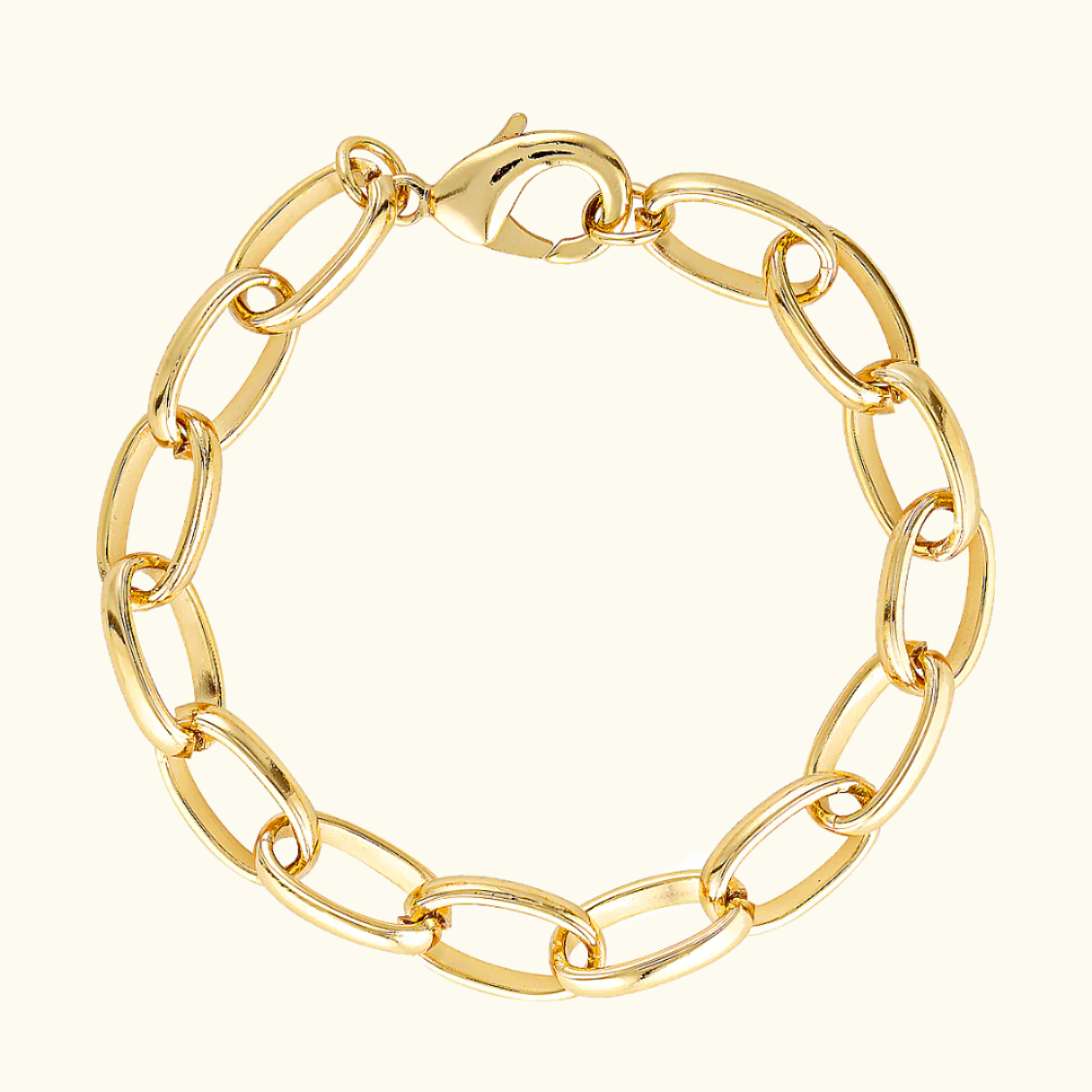 gold filled large chain link bracelet 
