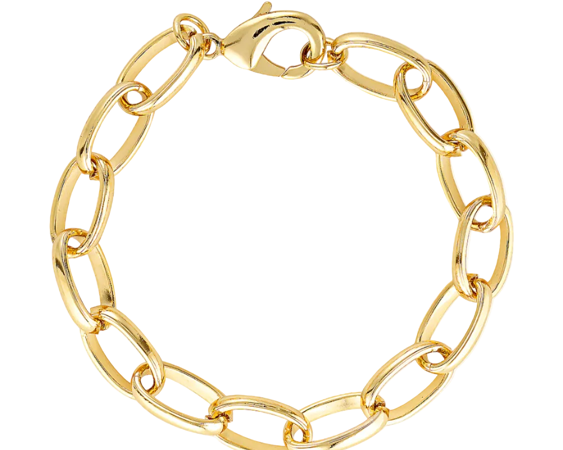 gold filled large chain link bracelet 
