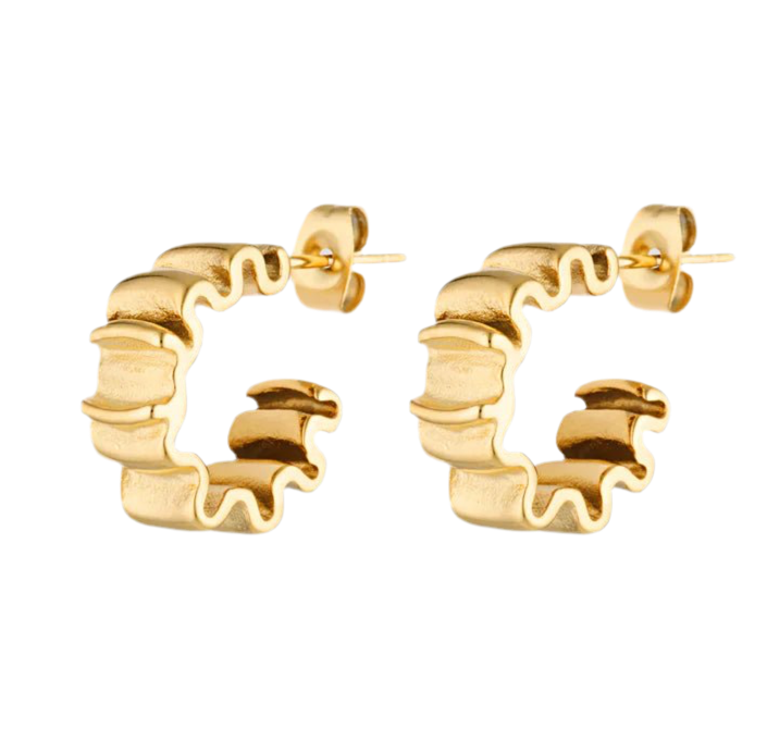Mona earrings studs in ripple gold