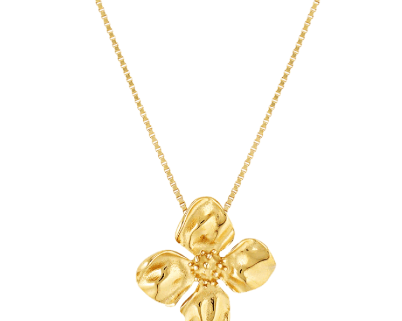 Hibiscus tropical flower pendant necklace 