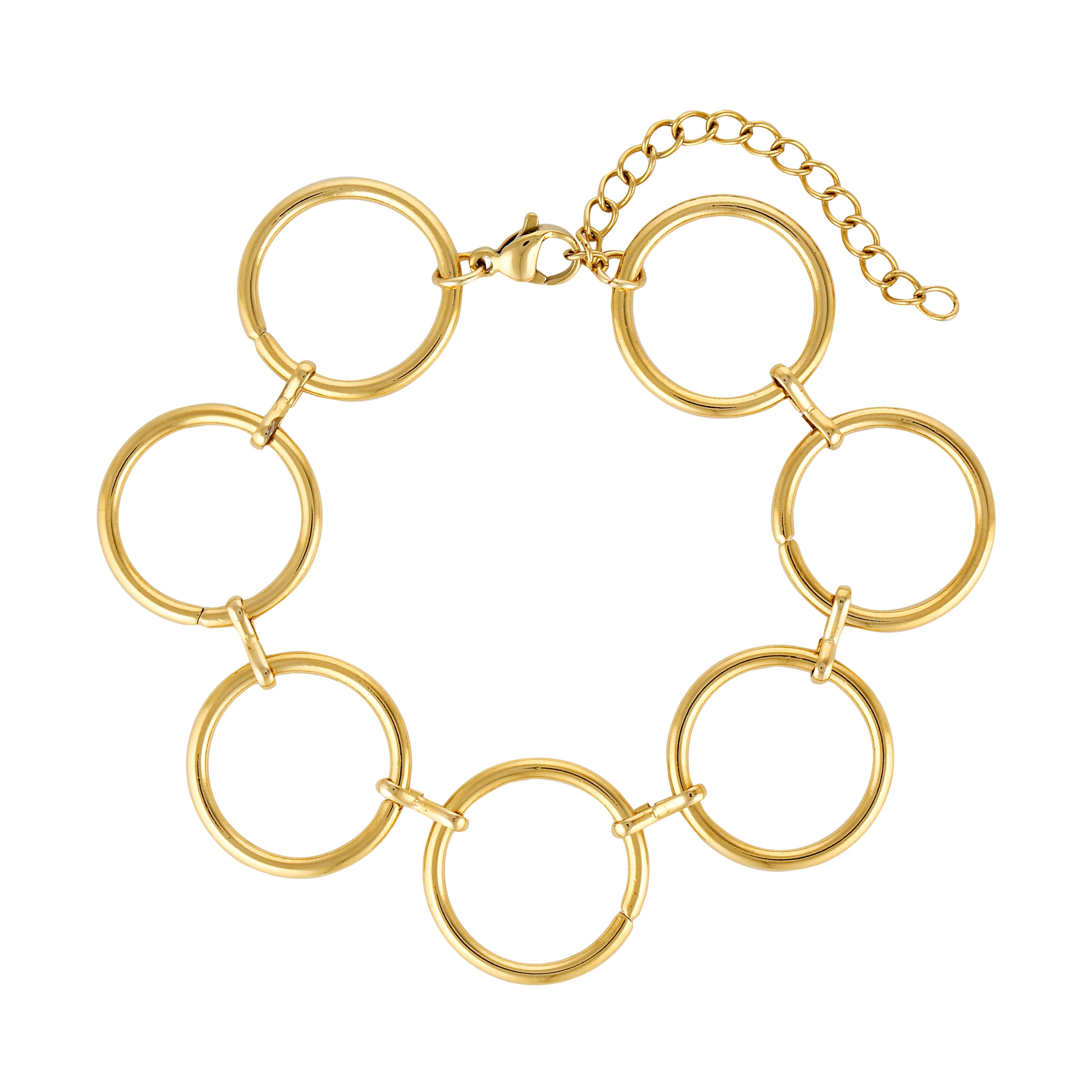 Large gold circle style bracelet