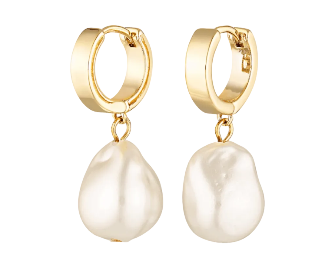 Freshwater Pearl drop hoop earrings