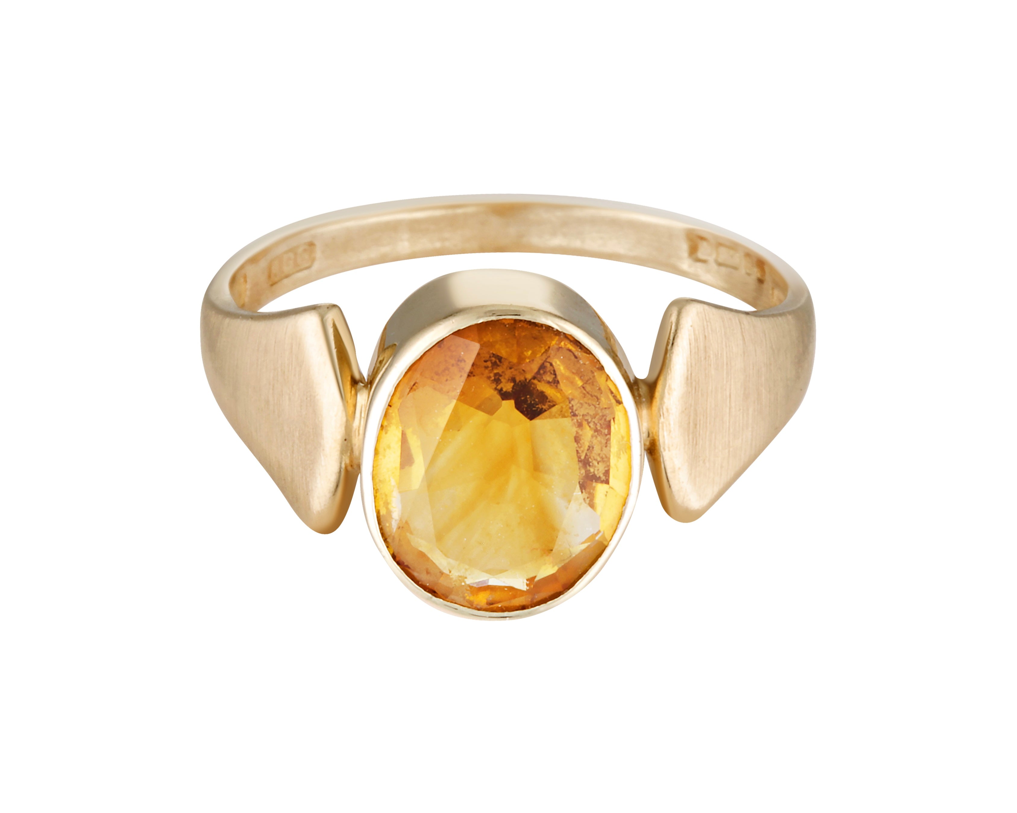 The art deco inspired Freda Ring in 9kt solid gold with a glowing citrine gemstone