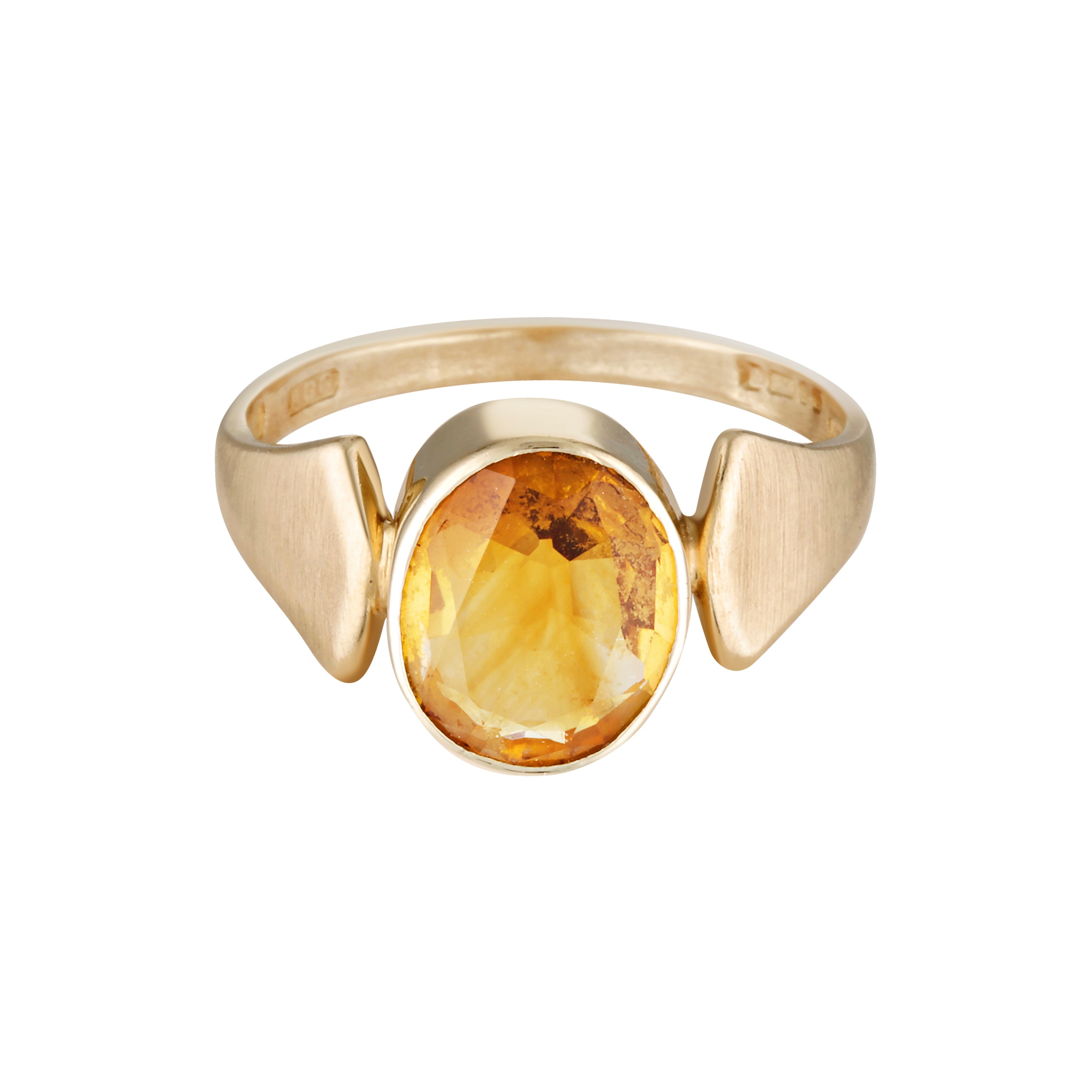 The art deco inspired Freda Ring in 9kt solid gold with a glowing citrine gemstone