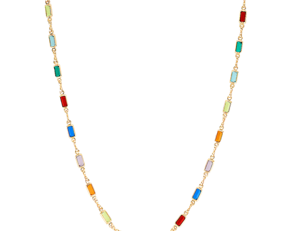 Thin rectangle gemstone necklace in many colours