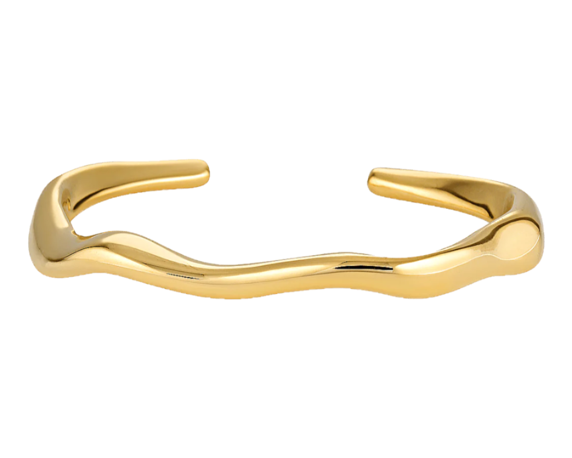 gold filled organic shape arc bangle
