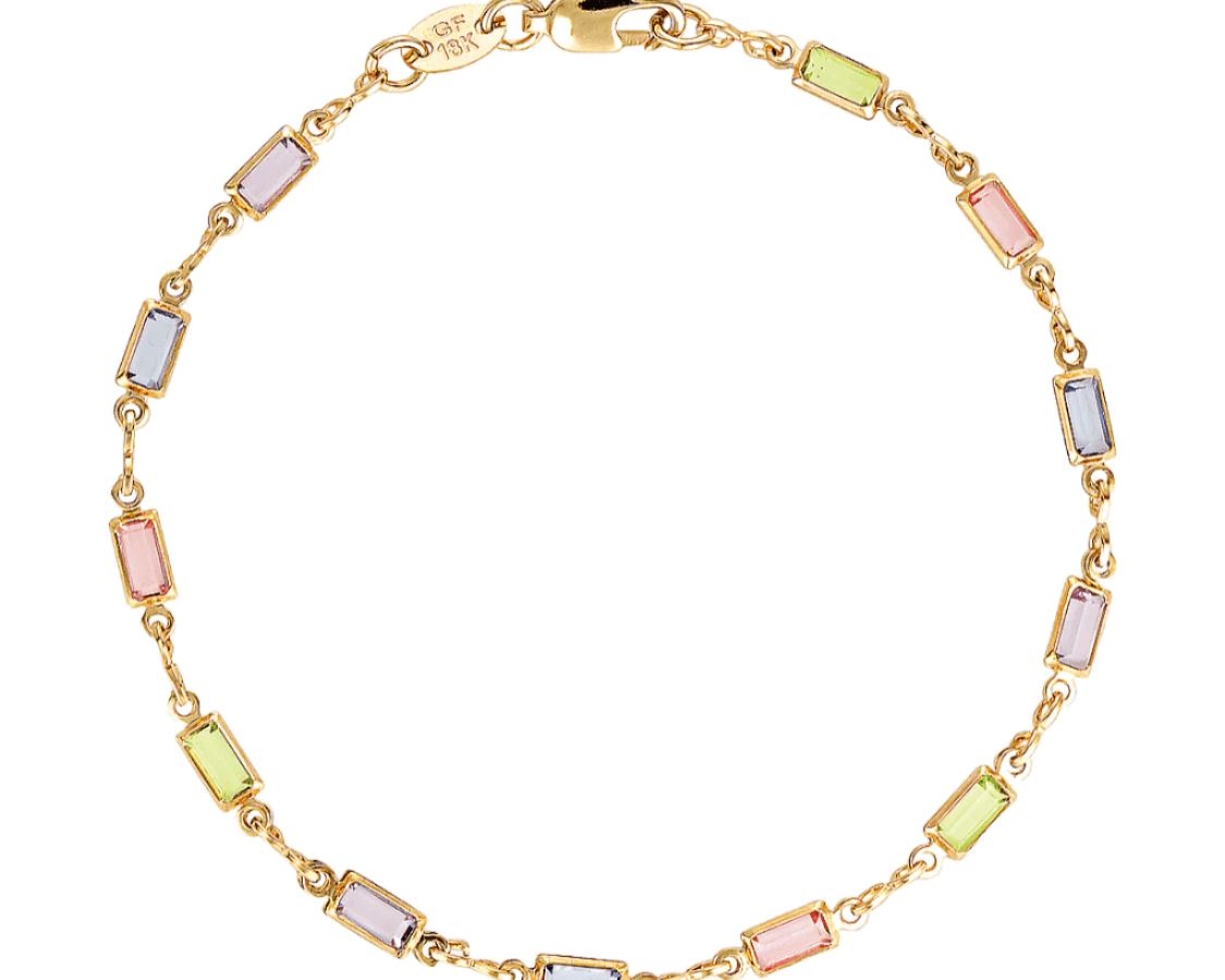 gold filled colourful pastel gemstone bracelet 