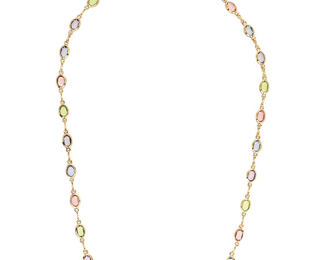 18k gold filled necklace with coloured stones