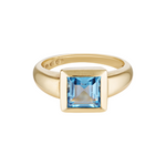 London Topaz square cut solid gold ring